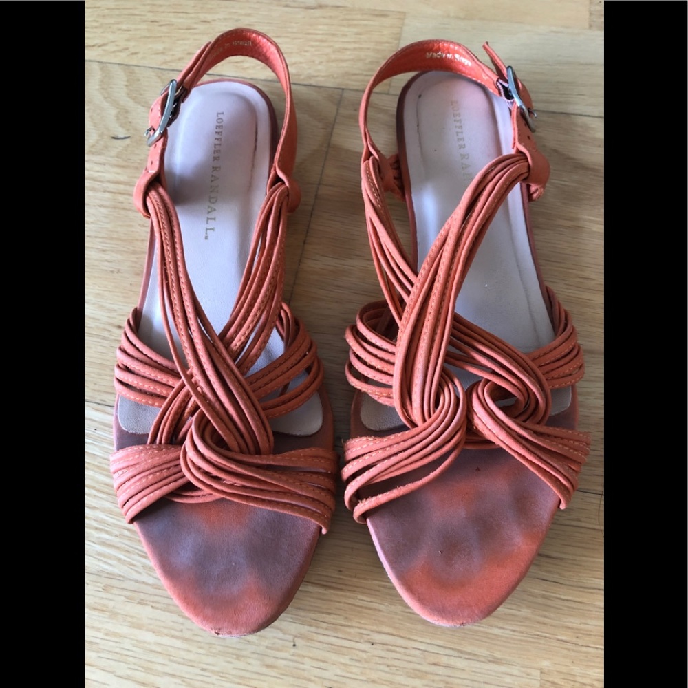 Loeffler Randall orange nubuck suede flat stewpot sandal 38.5 (made in Brazil)